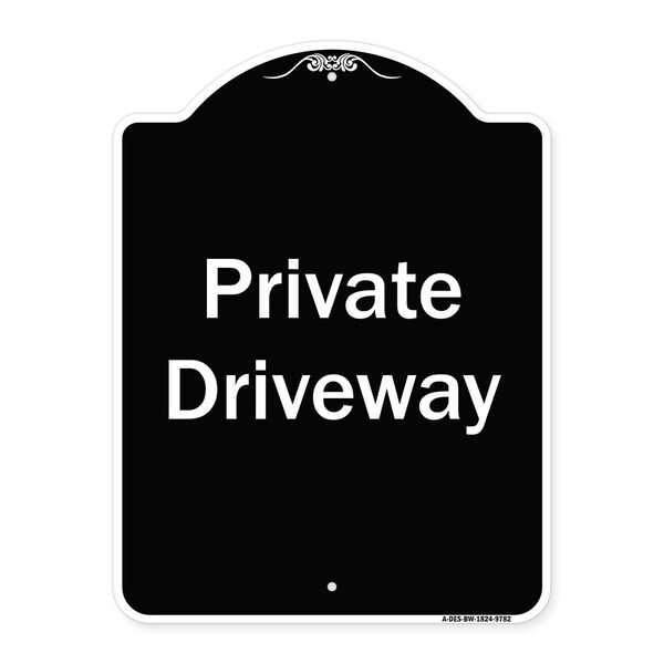 Designer Series-Private Driveway 3, Black & White Heavy-Gauge Aluminum, 24" x 18", BW-1824-9782